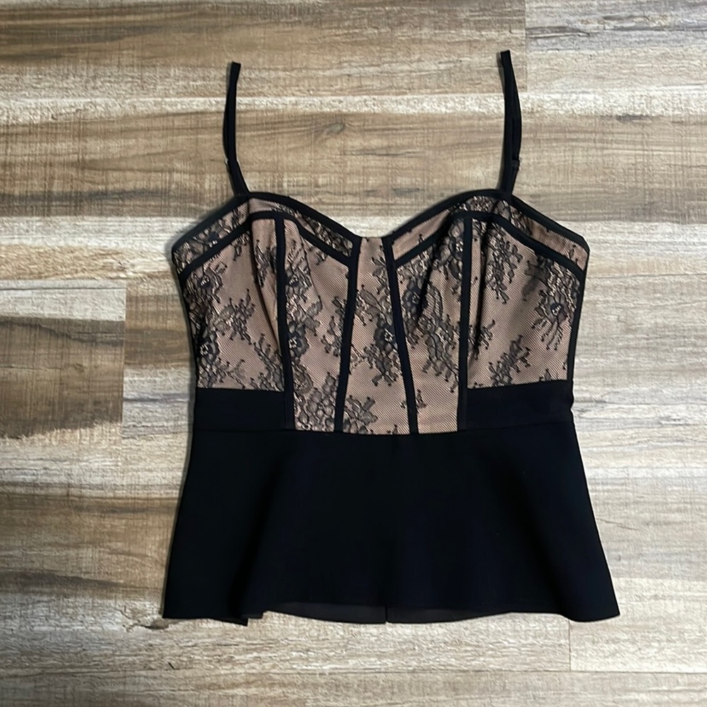 BCBG Lace Peplum Top- Size Small